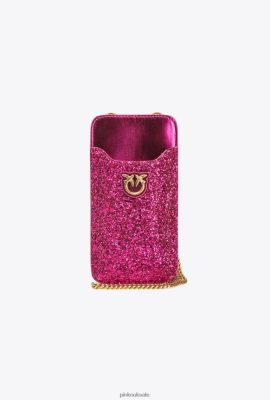 Microlove Bags | Pinko Glittery smartphone holder PINK-ANTIQUE GOLD FTB64L1245 Pinko Bags Uk
