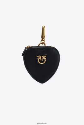 Microlove Bags | Pinko Heart-shaped charm with mirror BLACK-ANTIQUE GOLD FTB64L1247 Pinko Uk