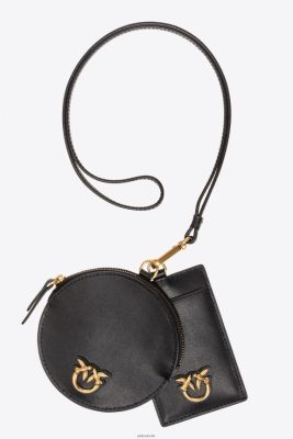 Microlove Bags | Pinko Leather neck pouches BLACK-ANTIQUE GOLD FTB64L1258 Pinko Dress Uk