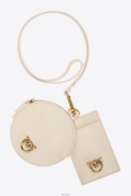 Microlove Bags | Pinko Leather neck pouches WHITE-ANTIQUE GOLD FTB64L1259 Pinko Uk