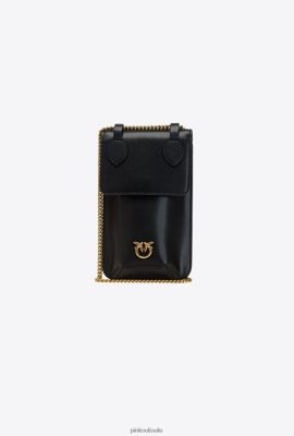 Microlove Bags | Pinko Leather smartphone holder BLACK-ANTIQUE GOLD FTB64L1246 Pinko Dress Uk