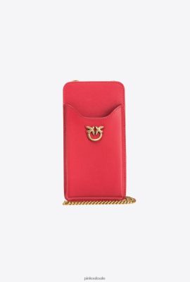 Microlove Bags | Pinko Leather smartphone holder GARNET RED-ANTIQUE GOLD FTB64L1239 Pinko Bags Uk