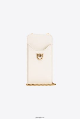 Microlove Bags | Pinko Leather smartphone holder WHITE-ANTIQUE GOLD FTB64L1240 Pinko Dress Uk