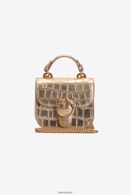 Microlove Bags | Pinko Micro Love Bag Bell Croco ANTIQUE GOLD FTB64L1237 Pinko Dress Uk