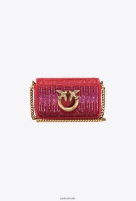 Microlove Bags | Pinko Micro Love Bag Click Full Rhinestone GARNET RED-ANTIQUE GOLD FTB64L1219 Pinko Dress Uk