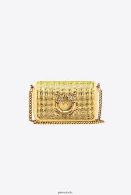 Microlove Bags | Pinko Micro Love Bag Click Full Rhinestone WATERY YELLOW-ANTIQUE GOLD FTB64L1220 Pinko Uk