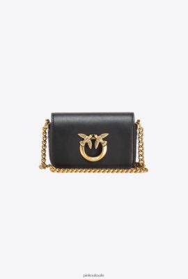 Microlove Bags | Pinko Micro Love Bag Click Simply BLACK-ANTIQUE GOLD FTB64L1222 Pinko Dress Uk