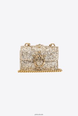 Microlove Bags | Pinko Micro Love Bag Grainy Glitter ANTIQUE GOLD FTB64L1208 Pinko Uk