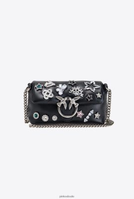 Microlove Bags | Pinko Micro Love Bag Puff Fancy Pins BLACK-OLD SILVER FTB64L1255 Pinko Dress Uk