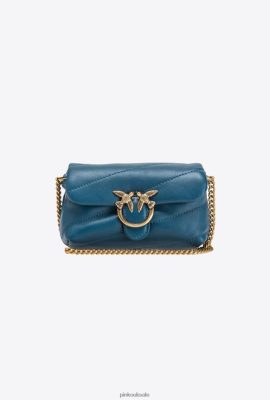 Microlove Bags | Pinko Micro Love Bag Puff TEAL-ANTIQUE GOLD FTB64L1228 Pinko Dress Uk