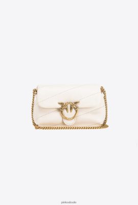 Microlove Bags | Pinko Micro Love Bag Puff WHITE-ANTIQUE GOLD FTB64L1230 Pinko Bags Uk