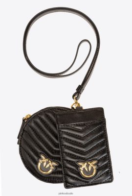 Microlove Bags | Pinko Necklace Mini Love Bag Chevron BLACK-ANTIQUE GOLD FTB64L1254 Pinko Bags Uk