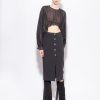 Mid-Calf Length Skirts | Pinko Buttoned calf-length skirt LIMO BLACK FTB64L806 Pinko Uk