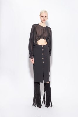 Mid-Calf Length Skirts | Pinko Buttoned calf-length skirt LIMO BLACK FTB64L806 Pinko Uk