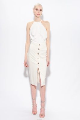 Mid-Calf Length Skirts | Pinko Buttoned calf-length skirt PINK SMOKE WHITE FTB64L805 Pinko Dress Uk