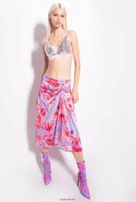 Mid-Calf Length Skirts | Pinko Floral-print midi skirt LILAC/LIGHT PINK/FUCHSIA FTB64L908 Pinko Uk
