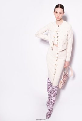 Mid-Calf Length Skirts | Pinko Jacquard Love Birds skirt BIRCH BEIGE FTB64L827 Pinko Uk