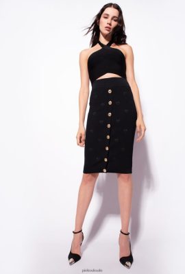 Mid-Calf Length Skirts | Pinko Jacquard Love Birds skirt LIMO BLACK FTB64L919 Pinko Dress Uk