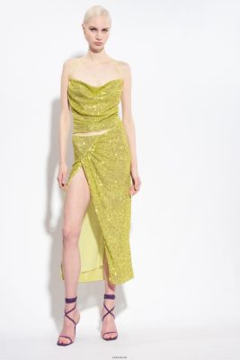 Mid-Calf Length Skirts | Pinko Sequin midi skirt GREEN - SOLFATARA FTB64L903 Pinko Bags Uk