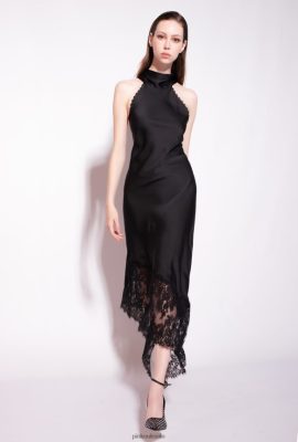 Mid-Length Dresses | Pinko Backless midi dress with lace LIMO BLACK FTB64L223 Pinko Dress Uk