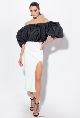Mid-Length Dresses | Pinko Calf-length dress with taffeta WHITE/BLACK FTB64L195 Pinko Bags Uk