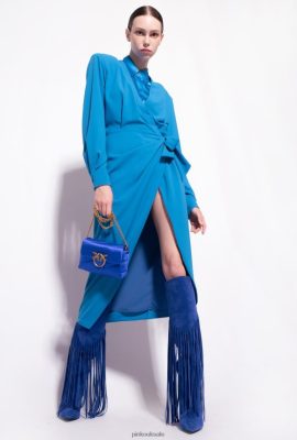 Mid-Length Dresses | Pinko Flowing crepe wrap dress DIRECTOR BLUE FTB64L89 Pinko Uk