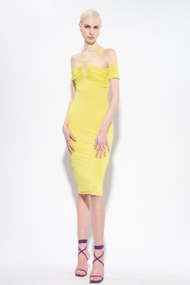 Mid-Length Dresses | Pinko Fluid jersey midi dress GREEN - SOLFATARA FTB64L4 Pinko Dress Uk