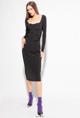 Mid-Length Dresses | Pinko Fluid neoprene dress LIMO BLACK FTB64L193 Pinko Dress Uk