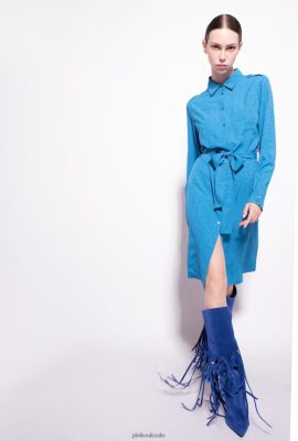 Mid-Length Dresses | Pinko Jacquard shirt dress with logo print DIRECTOR BLUE FTB64L164 Pinko Uk