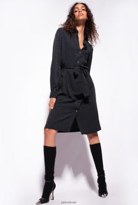 Mid-Length Dresses | Pinko Jacquard shirt dress with logo print LIMO BLACK FTB64L119 Pinko Uk