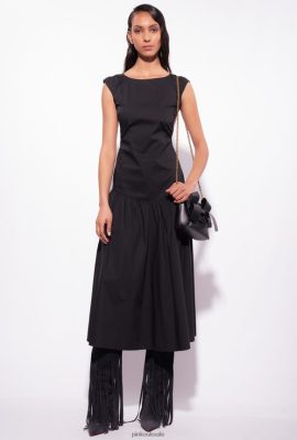 Mid-Length Dresses | Pinko Poplin dress with open back LIMO BLACK FTB64L158 Pinko Uk