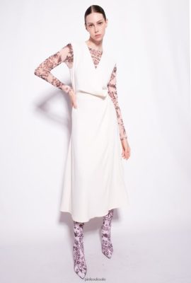 Mid-Length Dresses | Pinko Stretch crepe midi dress PINK SMOKE WHITE FTB64L69 Pinko Bags Uk