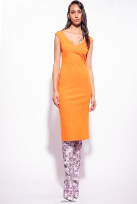 Mid-Length Dresses | Pinko Technical fabric midi dress BRIGHT ORANGE FTB64L75 Pinko Bags Uk