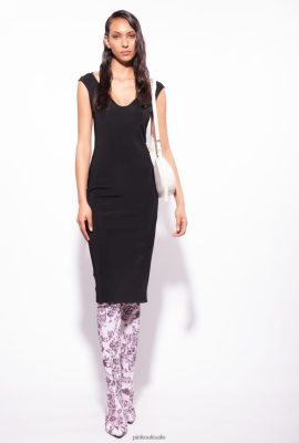 Mid-Length Dresses | Pinko Technical fabric midi dress LIMO BLACK FTB64L76 Pinko Dress Uk