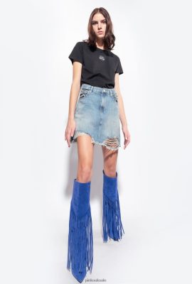 Miniskirts | Pinko Denim mini skirt with lace-up detail MEDIUM VINTAGE WASH FTB64L915 Pinko Bags Uk
