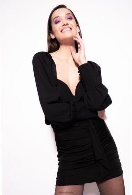 Miniskirts | Pinko Mini skirt with gathering LIMO BLACK FTB64L909 Pinko Bags Uk