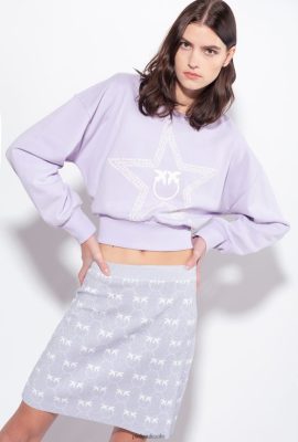 Miniskirts | Pinko Monogram lurex mini skirt LILAC/WHITE FTB64L823 Pinko Dress Uk