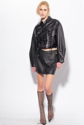 Miniskirts | Pinko Nappa leather mini skirt LIMO BLACK FTB64L820 Pinko Dress Uk
