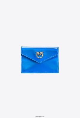 Purses | Pinko Galleria iridescent Flat card holder IRIDESCENT BLUE-ANTIQUE GOLD FTB64L1169 Pinko Uk
