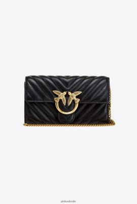 Purses | Pinko Love Bag Chevron purse BLACK-ANTIQUE GOLD FTB64L1130 Pinko Uk