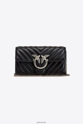 Purses | Pinko Love Bag Chevron purse BLACK-OLD SILVER FTB64L1132 Pinko Dress Uk
