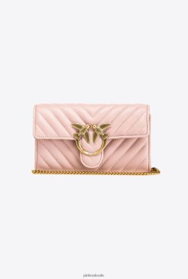 Purses | Pinko Love Bag Chevron purse DUSTY PINK-ANTIQUE GOLD FTB64L1133 Pinko Uk
