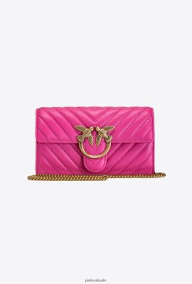 Purses | Pinko Love Bag Chevron purse FUCHSIA-ANTIQUE GOLD FTB64L1131 Pinko Bags Uk