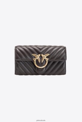 Purses | Pinko Love Bag One Wallet Chevron VERY DARK BROWN-ANTIQUE GOLD FTB64L1135 Pinko Dress Uk