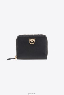 Purses | Pinko Square leather zip-around purse BLACK-ANTIQUE GOLD FTB64L1145 Pinko Uk