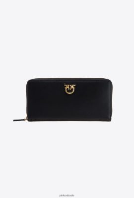 Purses | Pinko Zip-around leather purse BLACK-ANTIQUE GOLD FTB64L1151 Pinko Uk