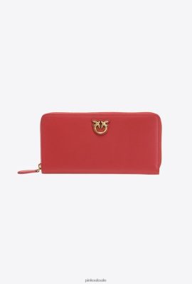 Purses | Pinko Zip-around leather purse RUBY RED-ANTIQUE GOLD FTB64L1152 Pinko Bags Uk