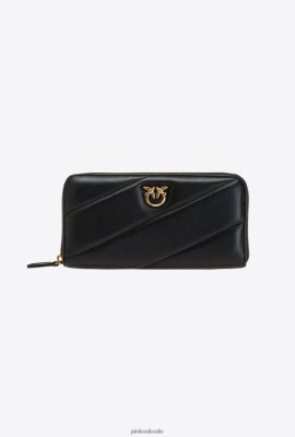 Purses | Pinko Zip-around quilted wallet BLACK-ANTIQUE GOLD FTB64L1160 Pinko Uk