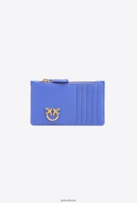 Purses | Pinko Zipped chevron-patterned card holder CORSICA BLUE-ANTIQUE GOLD FTB64L1163 Pinko Uk