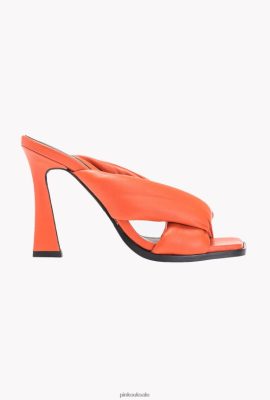 Sandals | Pinko Nappa leather heeled slip-ons BRIGHT ORANGE FTB64L1086 Pinko Bags Uk